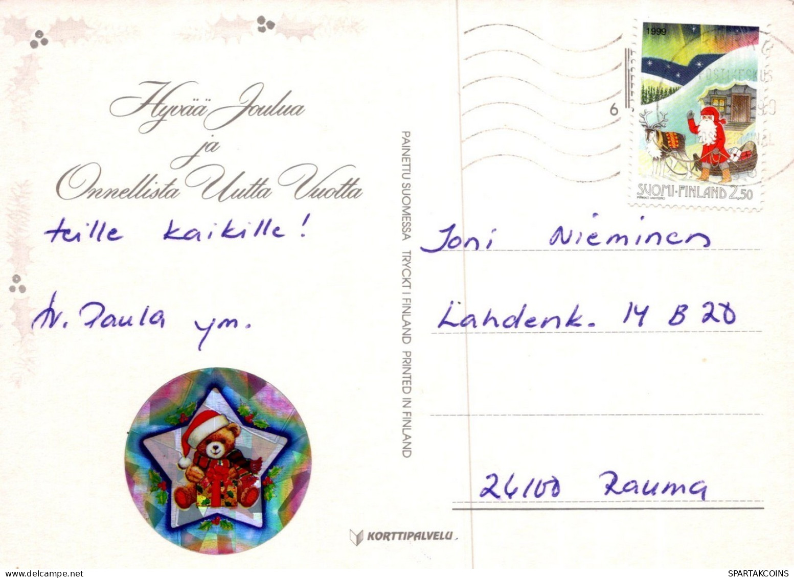 BABBO NATALE Animale Natale Vintage Cartolina CPSM #PAK519.IT - Kerstman