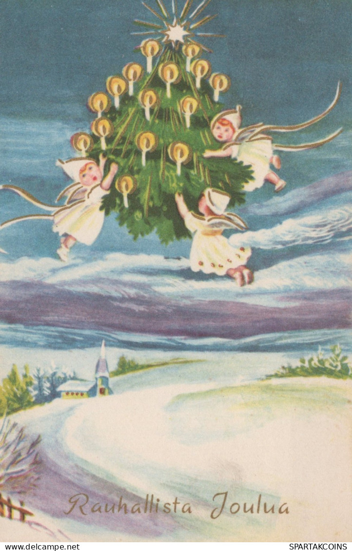 ANGELO Buon Anno Natale Vintage Cartolina CPSMPF #PAG828.IT - Angels