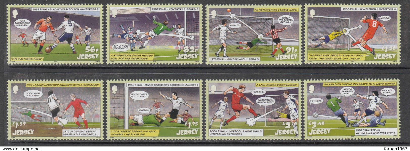 2022 Jersey Football FA Cup Moments Complete Set Of 8 MNH @   BELOW FACE VALUE - Jersey