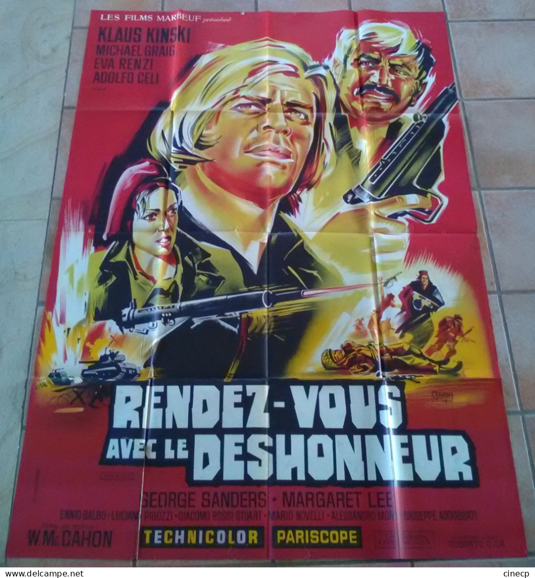 AFFICHE CINEMA FILM RENDEZ VOUS AVEC LE DESHONNEUR KINSKI BOLZONI 1970 TBE BELINSKY GUERRE - Posters