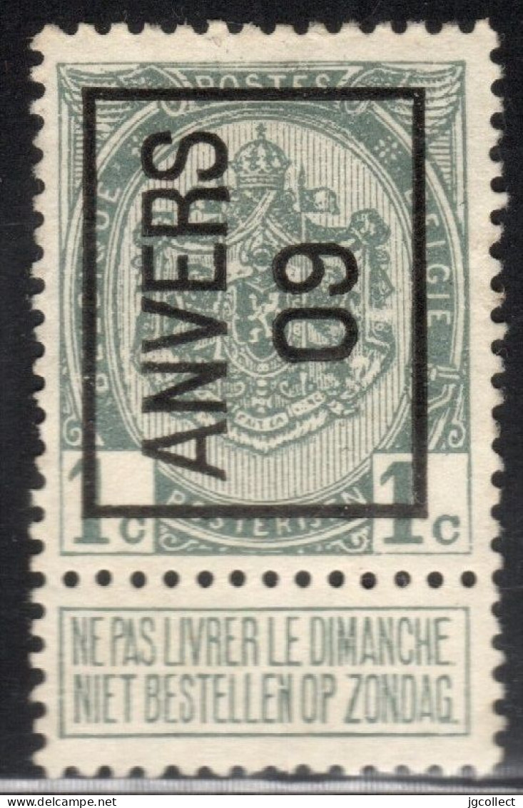 Typo 8A (ANVERS 09) - O/used - Typos 1906-12 (Armoiries)