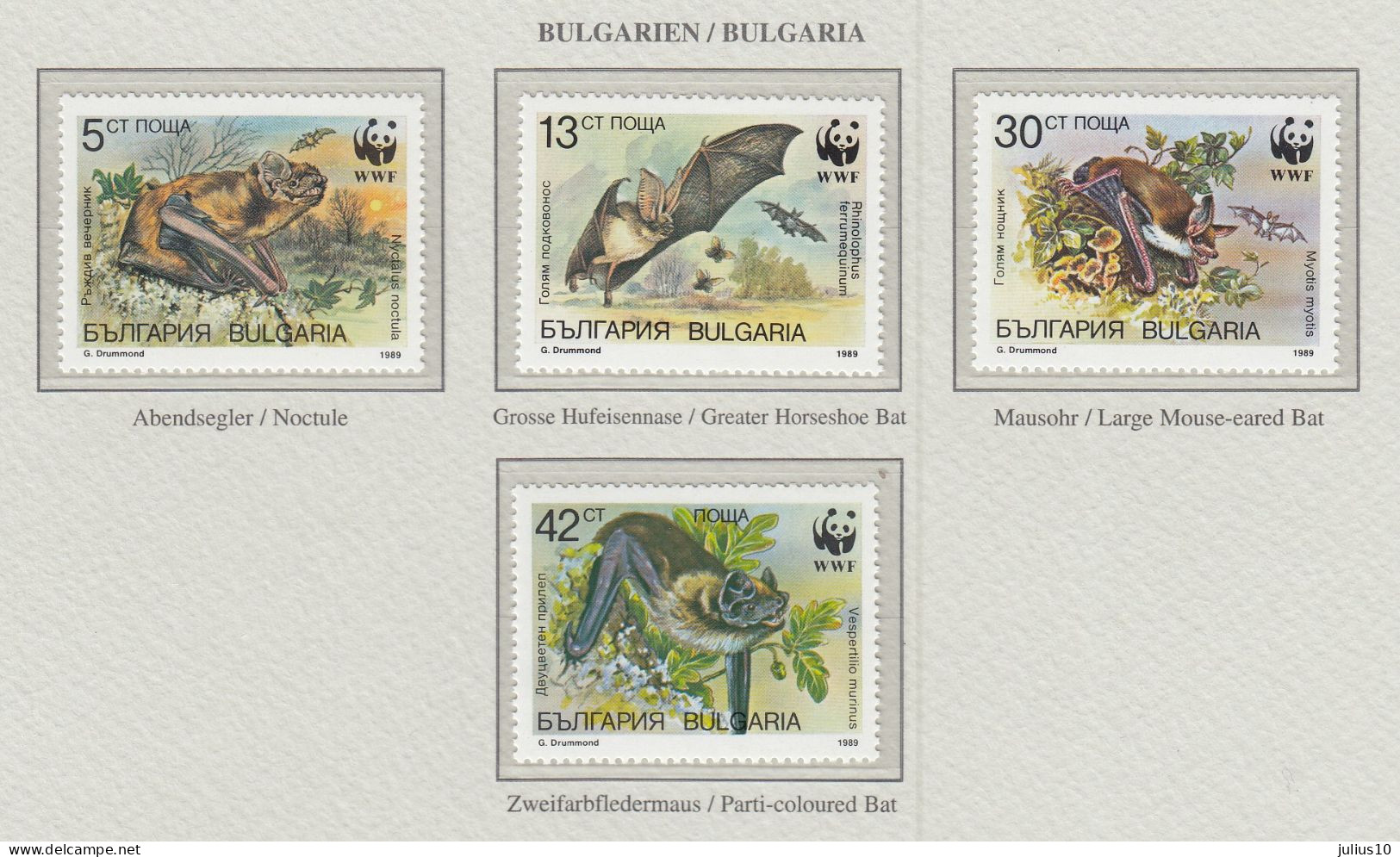 BULGARIA 1989 WWF Fauna Mammals Bats Mi 3741-3744 MNH(**) Fauna 761 - Chauve-souris