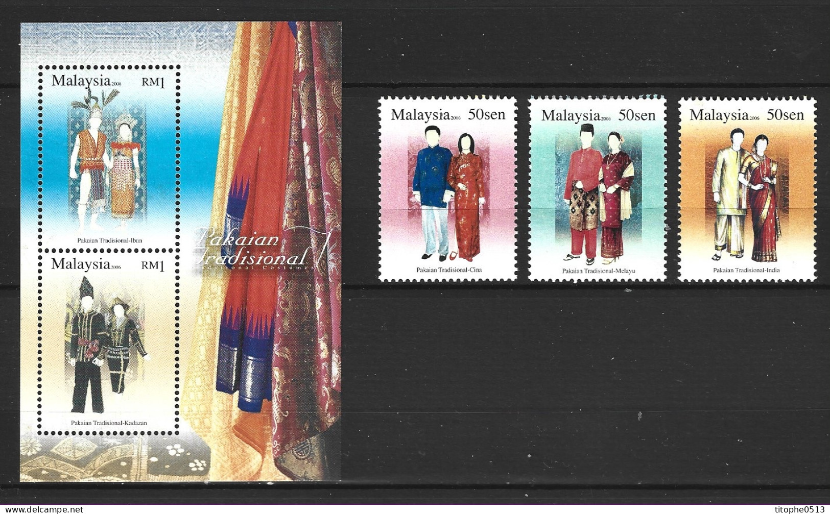 MALAISIE. N°1153-5 + BF 103 De 2006. Costumes Traditionnels. - Kostüme