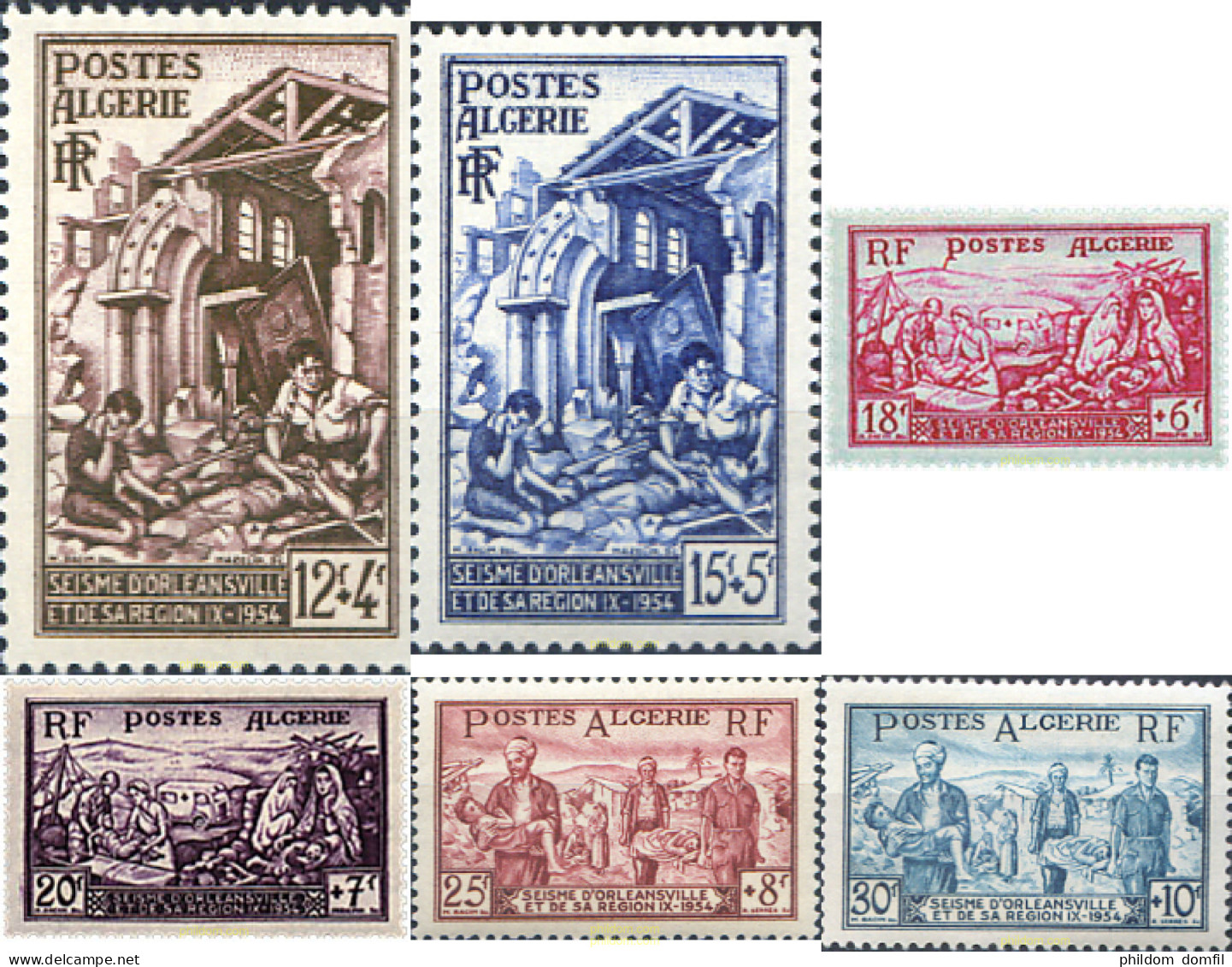 370994 HINGED ARGELIA 1954 PRO VICTIMAS DEL SINIESTRO DE ORLEANSVILLE - Algérie (1962-...)