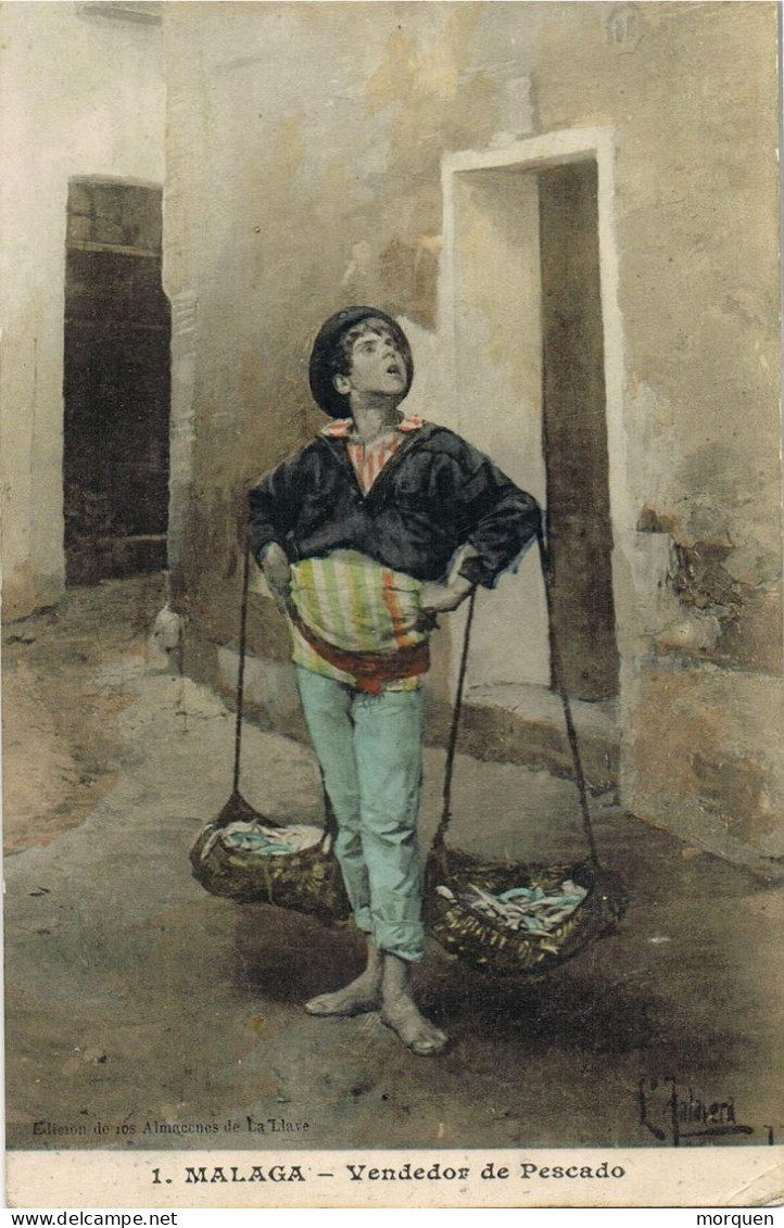 54951. Postal BARCELONA 1910. Imagen Del Cenachero, Vendedor De Pescado De MALAGA - Covers & Documents