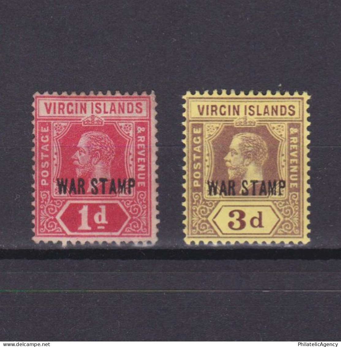 BRITISH VIRGIN ISLAND 1916, SG #78-79, War Tax Stamp, MH/NG - Iles Vièrges Britanniques