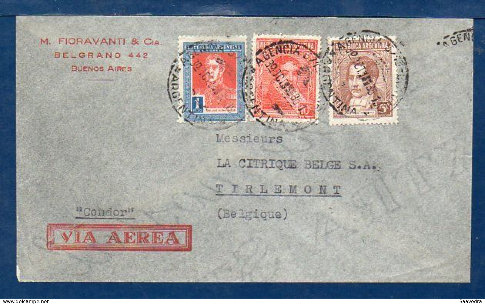 Argentina To Belgium (Tirlemont), 1935, Via ZEPPELIN Flight G-495, SEE DESCRIPTION   (078) - Poste Aérienne