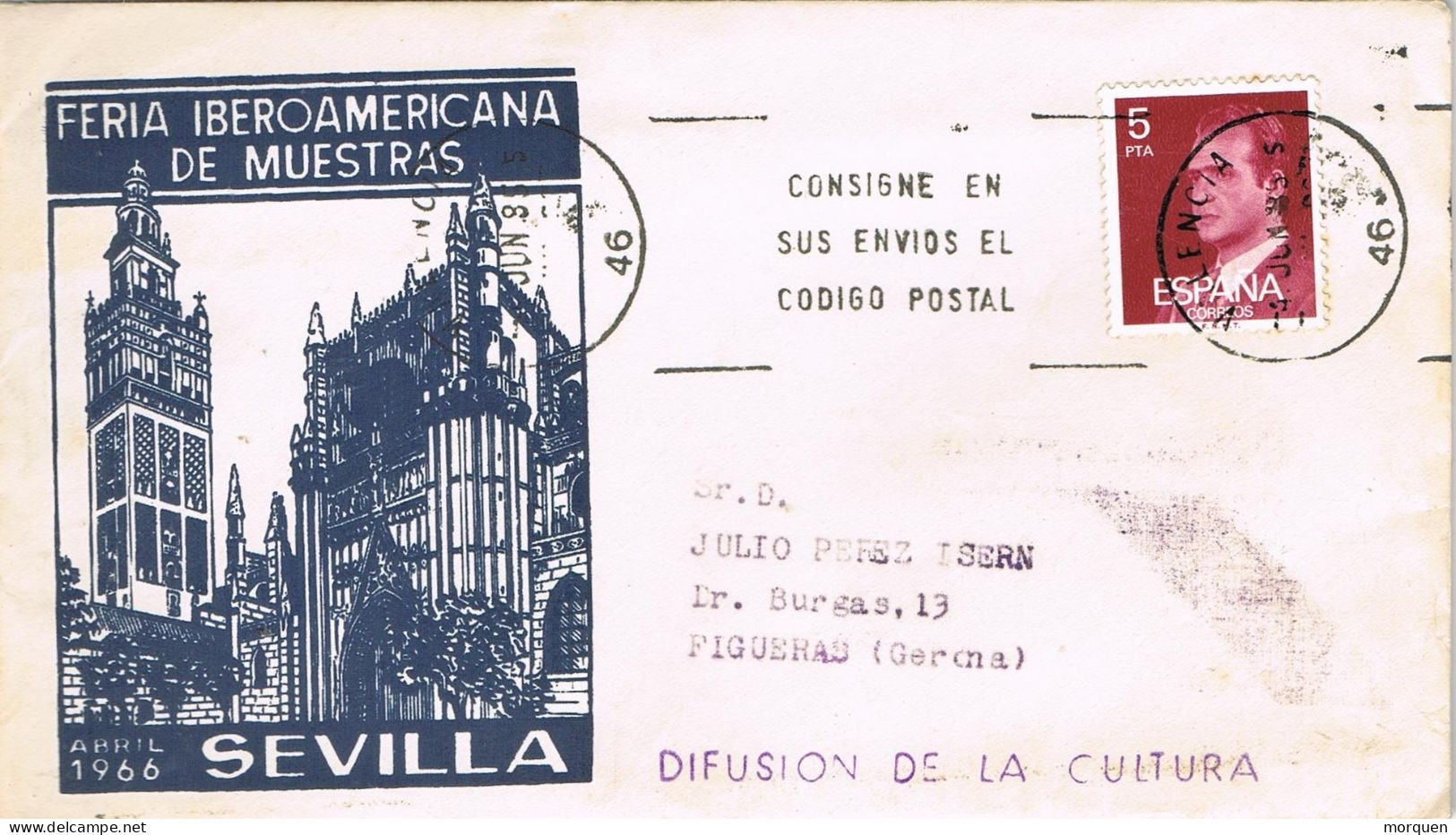54952. Carta VALENCIA 1985. Motivo Feria Abril De Sevilla 66 - Lettres & Documents
