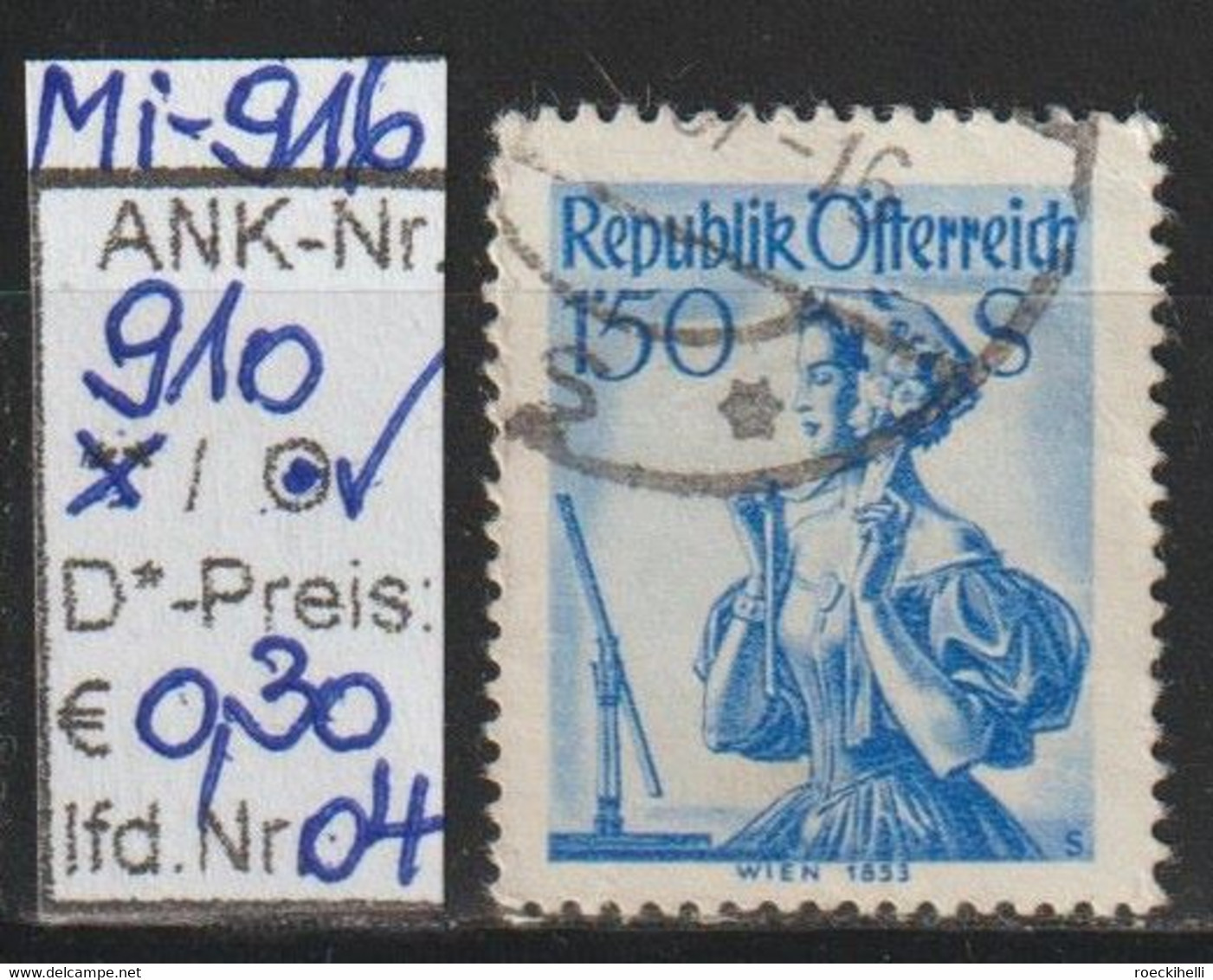1951 - ÖSTERREICH - FM/DM "Österr. Volkstrachten"  1,50 S Hellblau -  O  Gestempelt - S. Scan  (910ao 01-05    At) - Oblitérés
