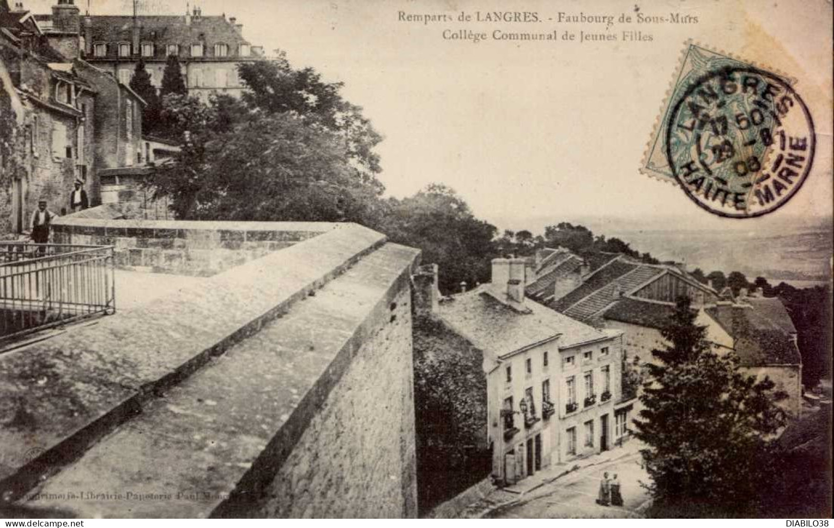 LANGRES  ( HAUTE MARNE ) LOT DE 2 CARTES  . LA RUE DE NEVERS. FAUBOURG DE SOUS-MURS . COLLEGE COMMUNAL DE JEUNES FILLES - Langres