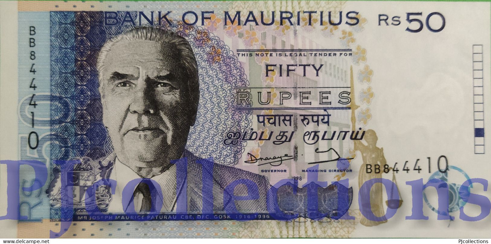 MAURITIUS 50 RUPEES 1998 PICK 43 UNC - Mauricio