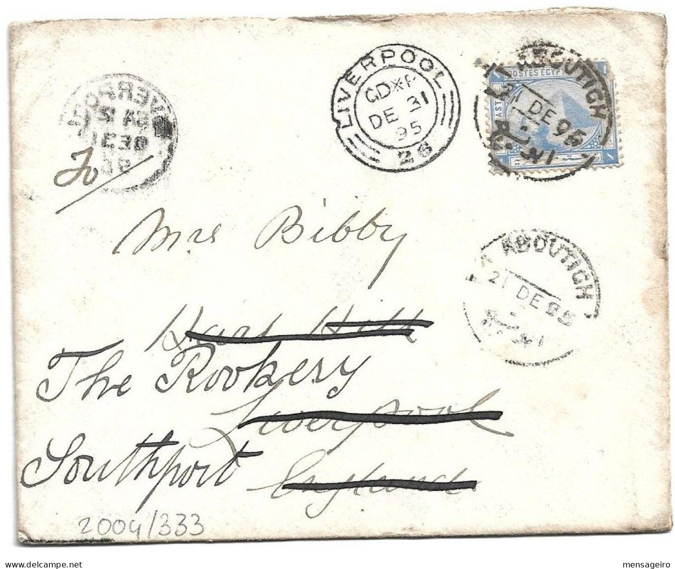 (C05) COVER WITH 1P. STAMP ABOUTICH => UK 1895 - 1866-1914 Khedivaat Egypte