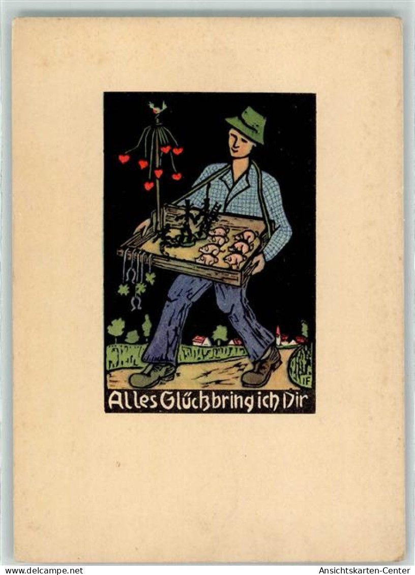 39413406 - Glueck Schweine Bauchladen Herzen Hufeisen Klee Sign IF - Other & Unclassified