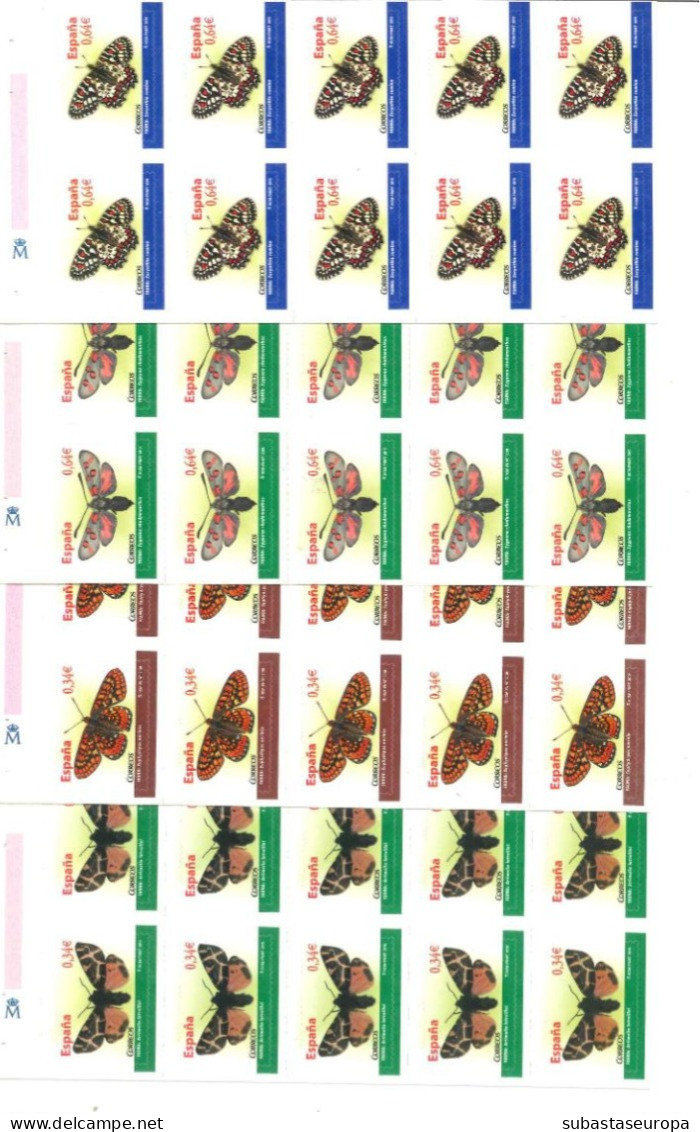 ** 4533H/4236H. Mariposas. Hojitas De 10 Sellos Procedentes De Los Carnets. Cat. 60 €. - Unused Stamps