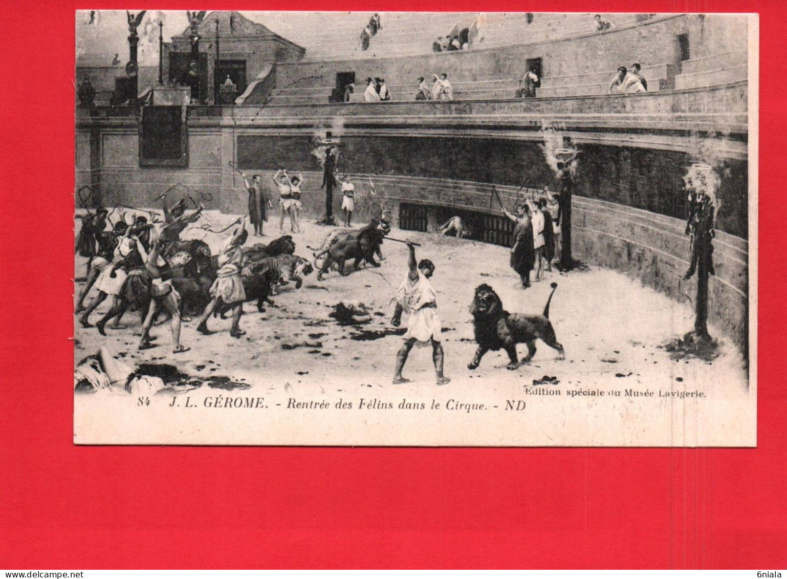 18679  RENTREE DES FELINS DANS LE CIRQUE (Gladiateurs Lions Tigres ) Reproduction Du Tableau  De J L GEROME - Otros & Sin Clasificación