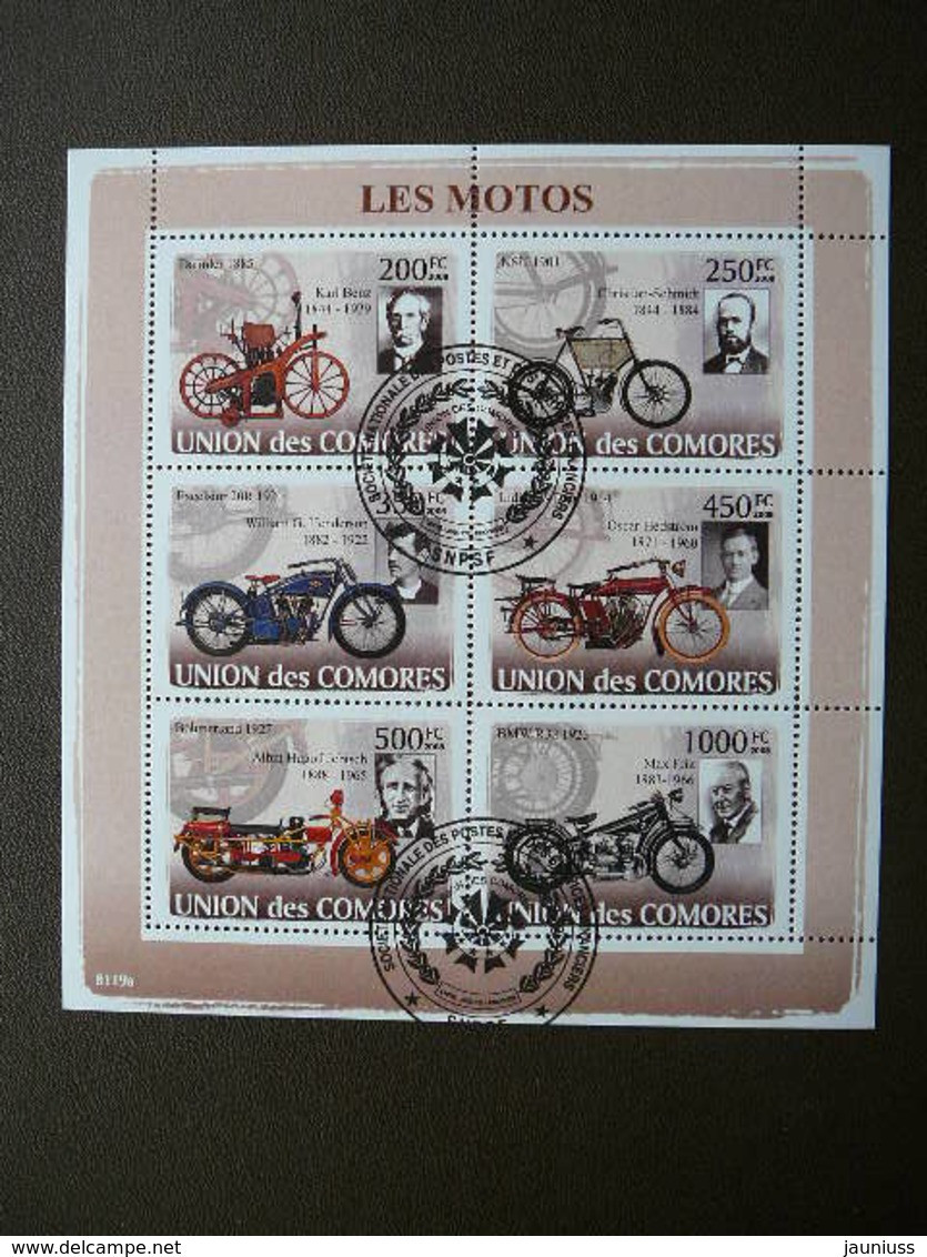 Motorcycles.Motorräder.Motocyclettes # Comoros 2008 Used S/s #553 Comores Motorbikes. - Motorbikes