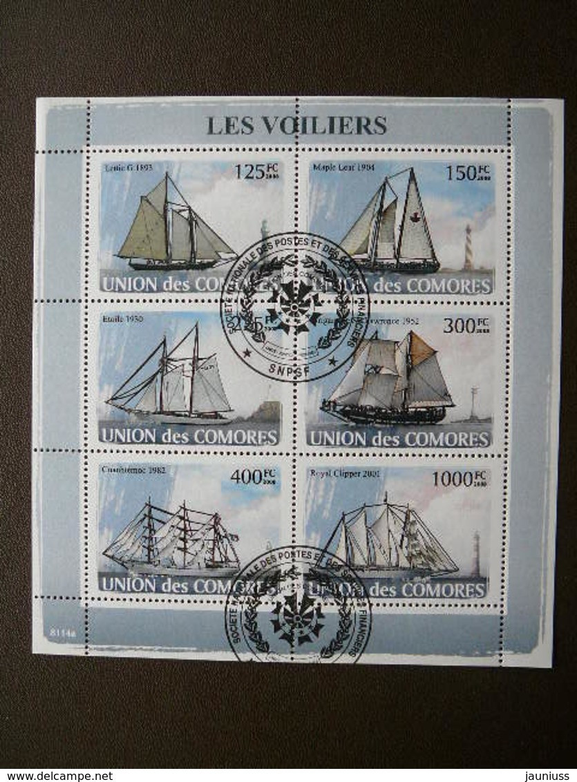 Sailboats Segelboote Voiliers # Comoros 2008 Used S/s #558 Comores Ships. Schiffe. Navires - Barcos