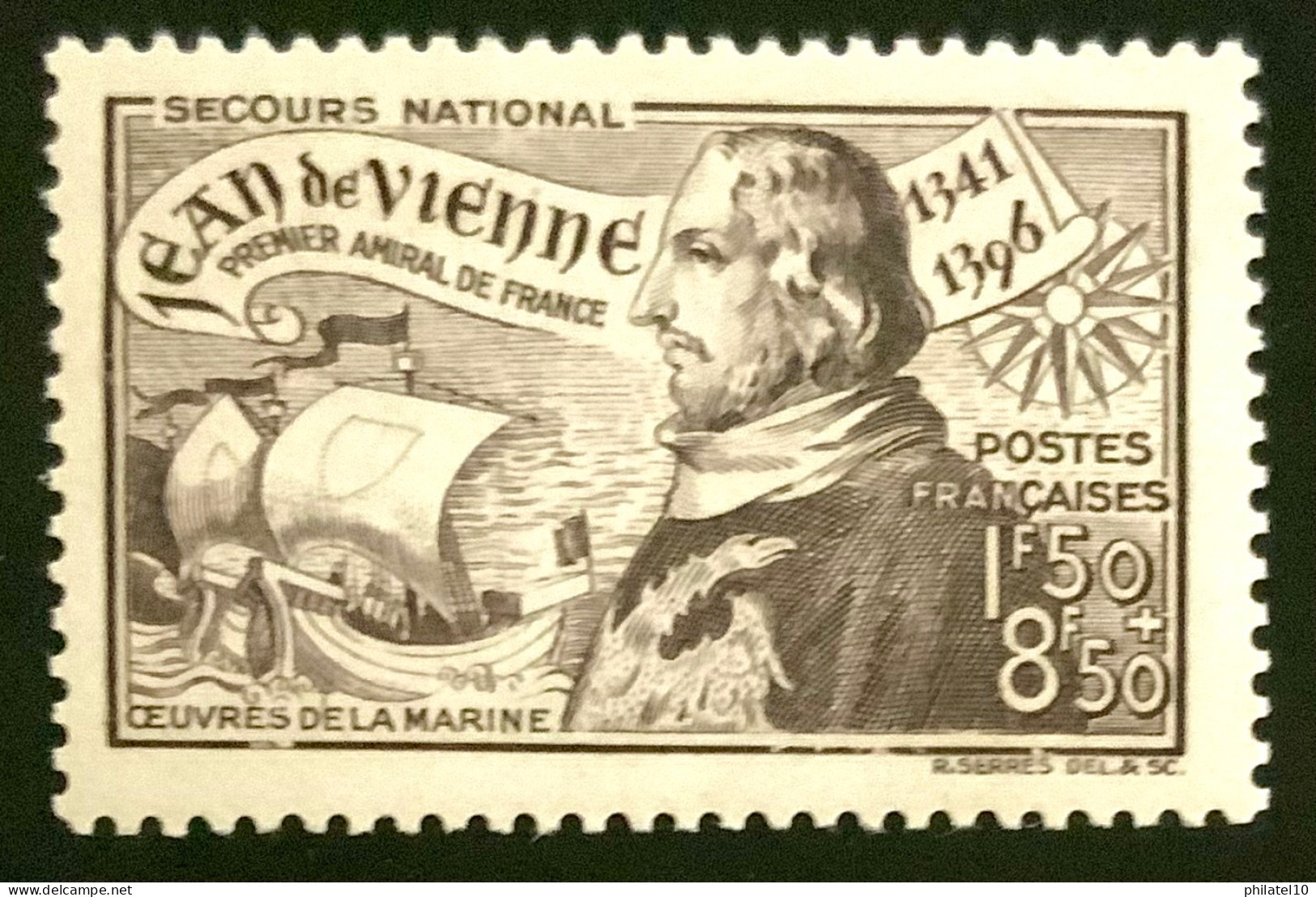 1942 FRANCE N 544 - JEAN DE VIENNE SECOURS NATIONAL - NEUF** - Neufs