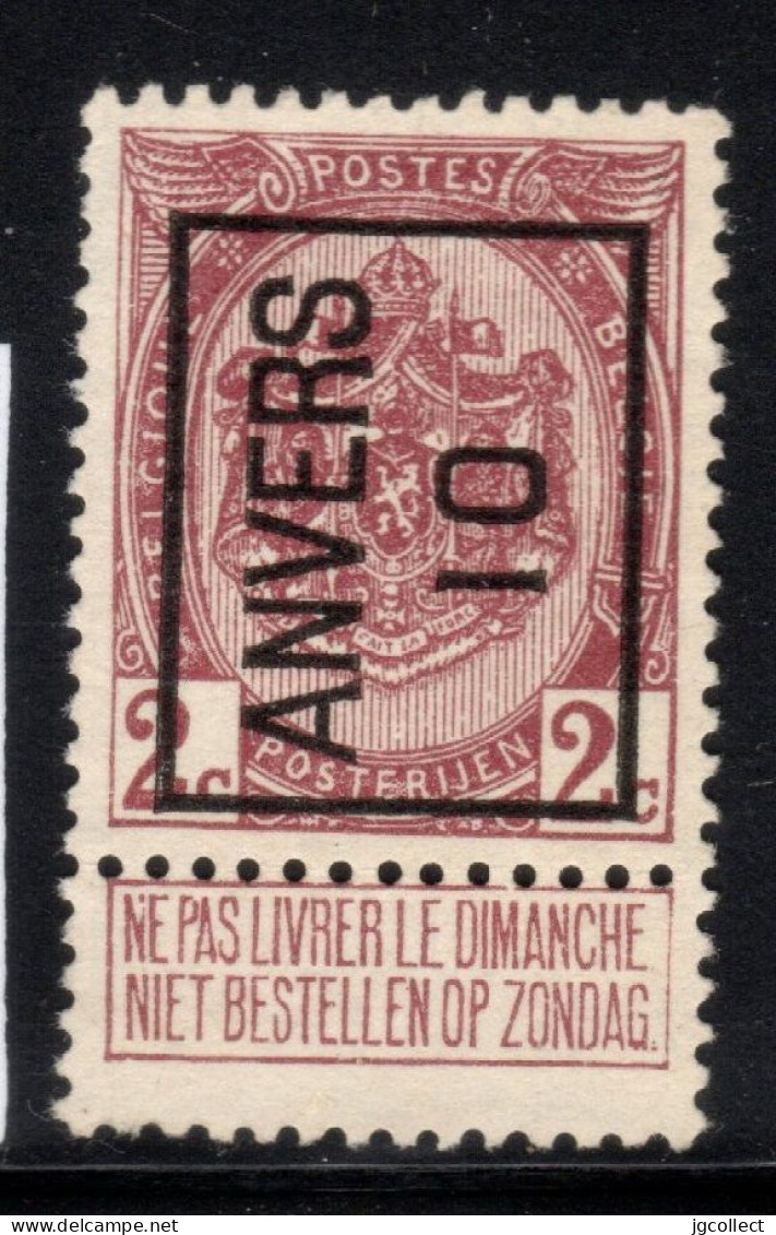 Typo 14A (ANVERS 10) - O/used - Typo Precancels 1906-12 (Coat Of Arms)