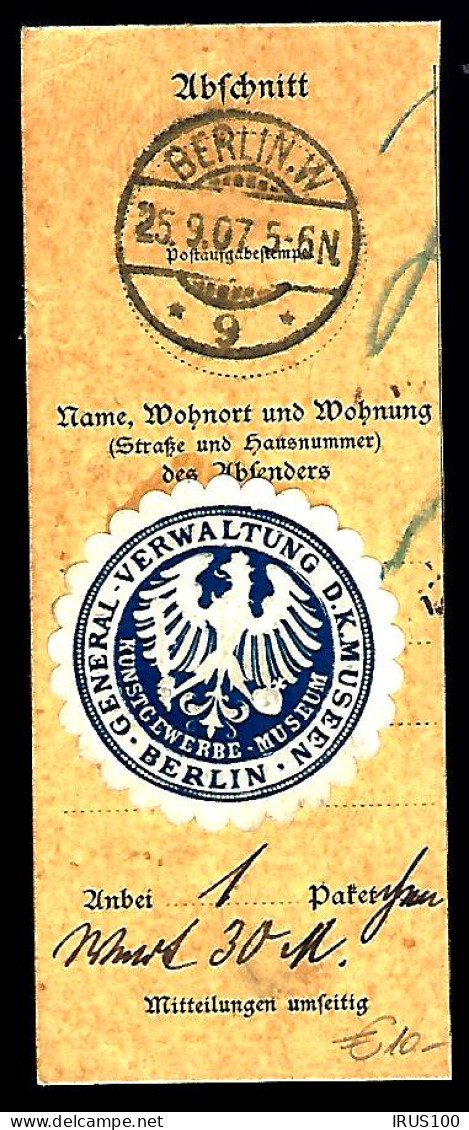 PAKET ABSCHNITT - 1907 - BERLIN - GENERAL VERWALTUNG D.K MUSEEN BERLIN -  - Lettres & Documents