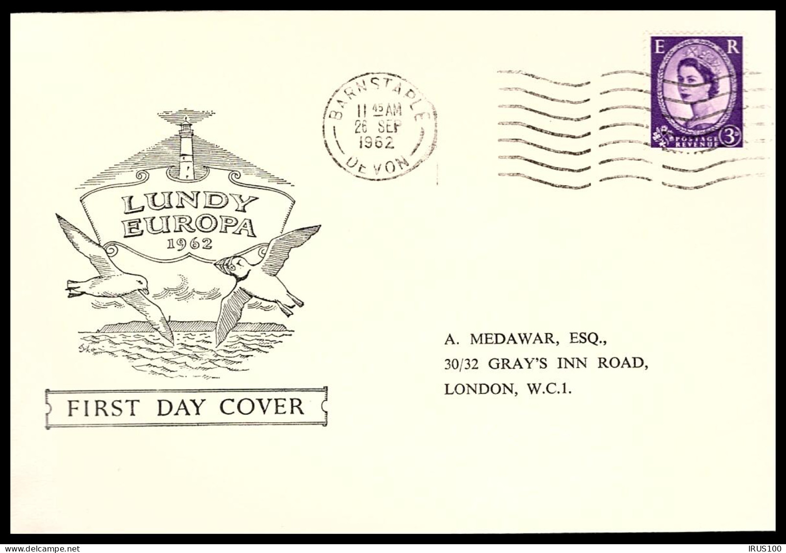 FDC EUROPA LUNDY 1962 - BARNSTAPLE -  - 1962