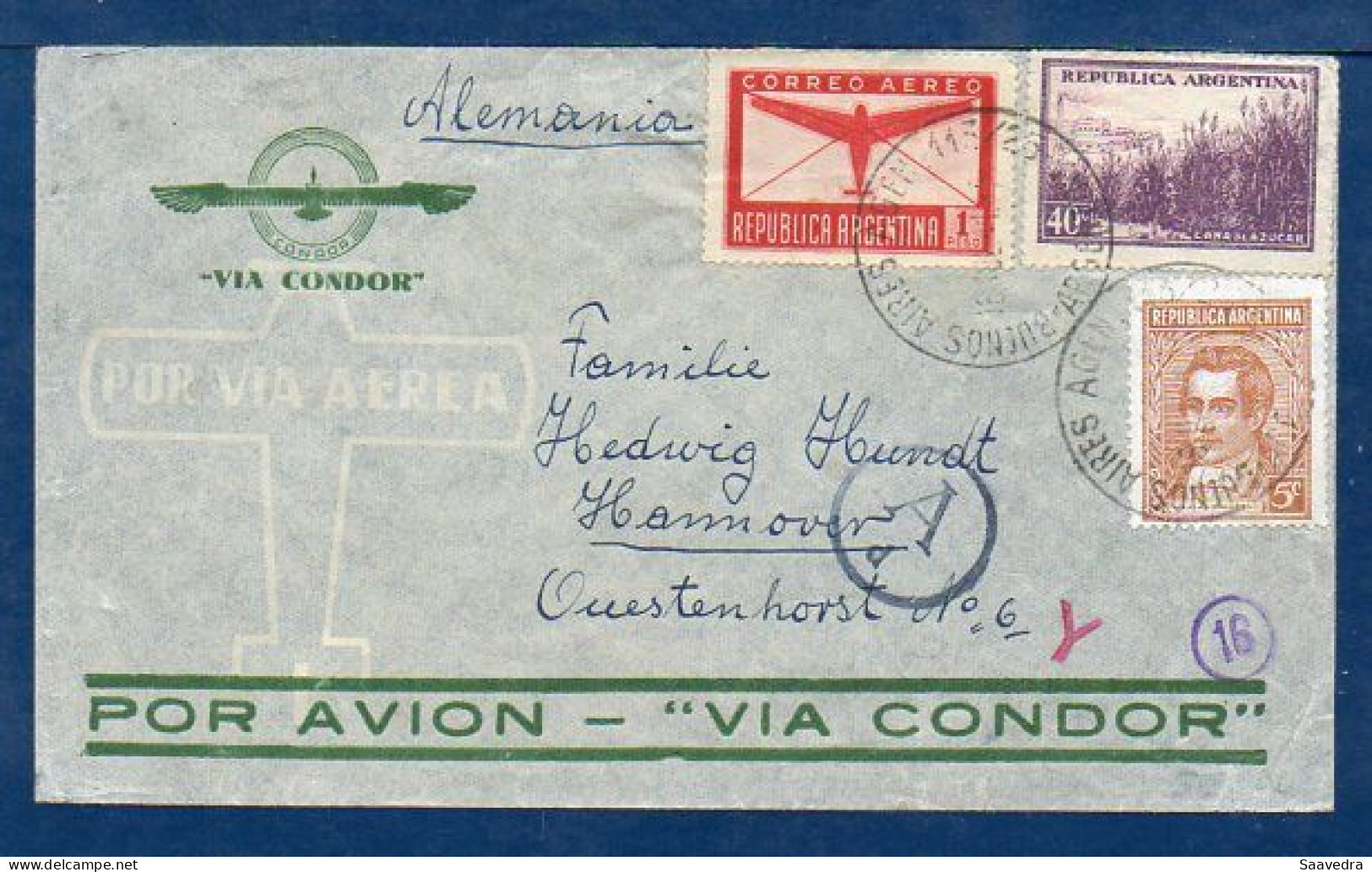 First Flight Entirely LATI To Europe (Germany) From Buenos Aires, 16/7/1941   (075) - Storia Postale