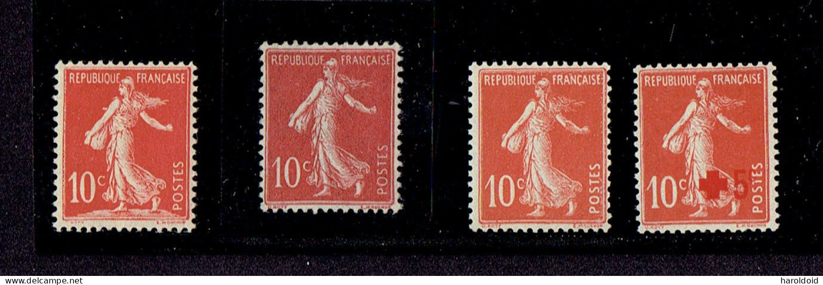 FRANCE - N°134 - 135 - 138 - 146 - ** MNH TB - N°135 TTB CENTRAGE - 1906-38 Semeuse Camée