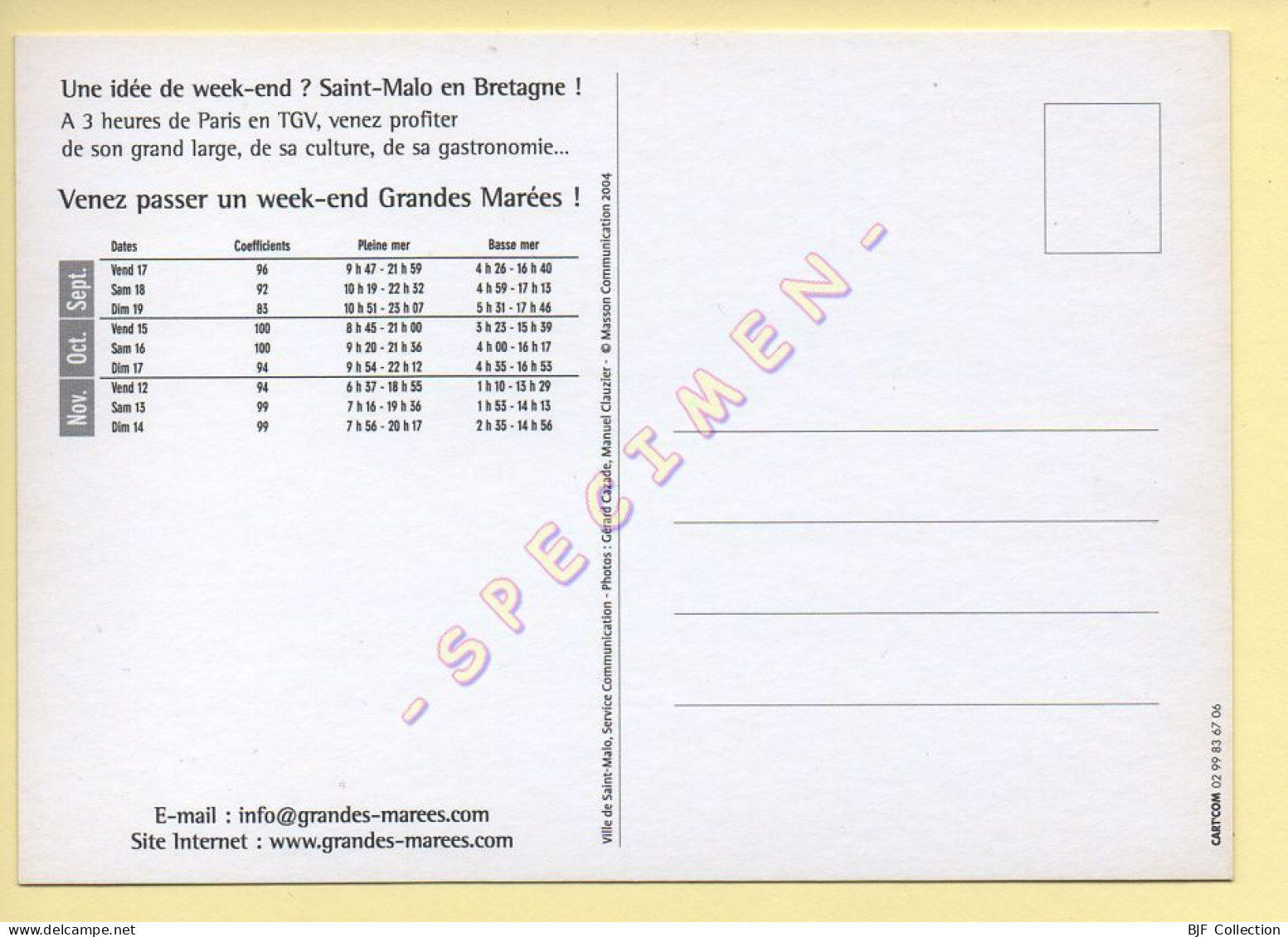 35. SAINT-MALO – Les Plus Grandes Marées D'Europe (voir Scan Recto/verso) - Saint Malo