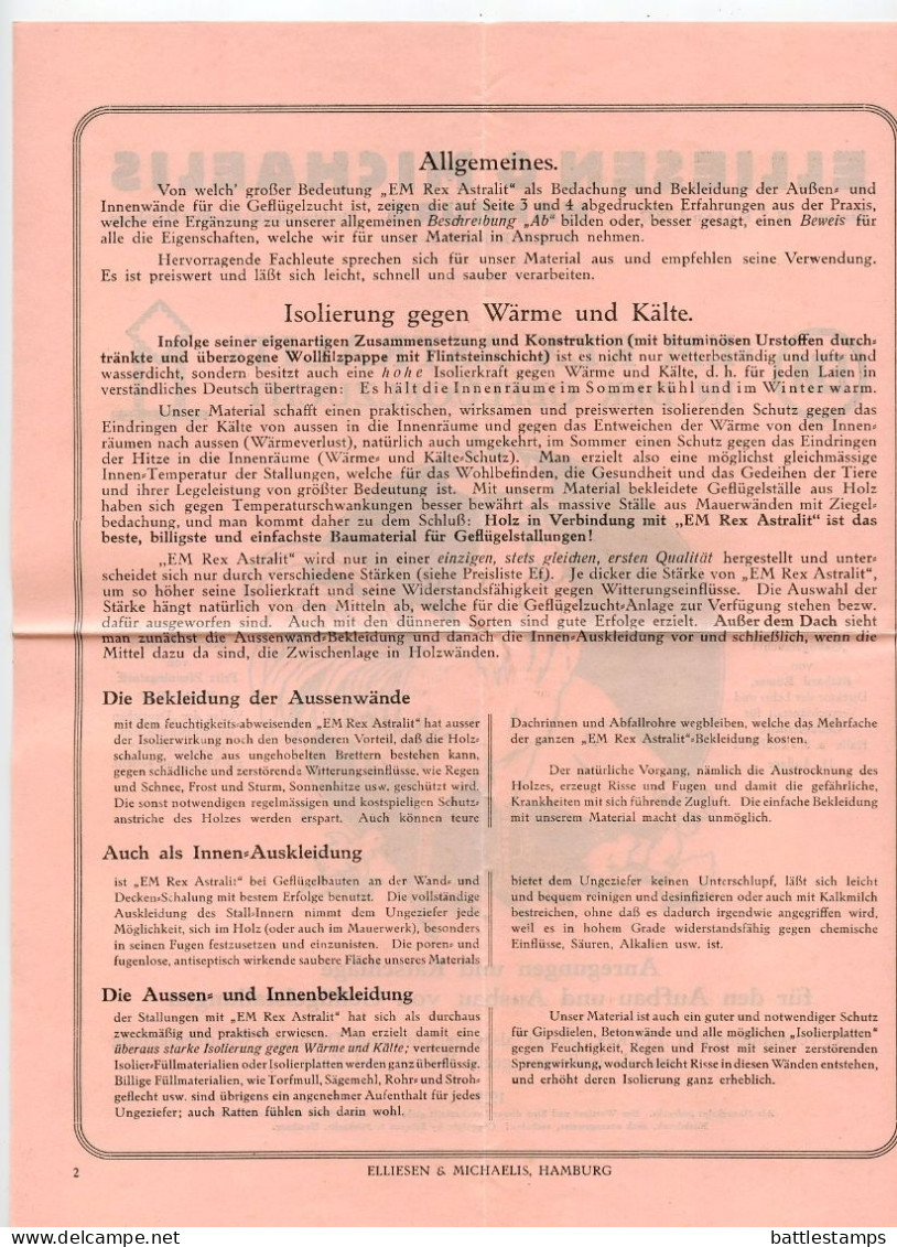 Germany 1929 Cover & Poultry Advertisement; Hamburg - Elliesen & Michaelis; 5pf. President Hindenburg; Slogan Cancel - Lettres & Documents