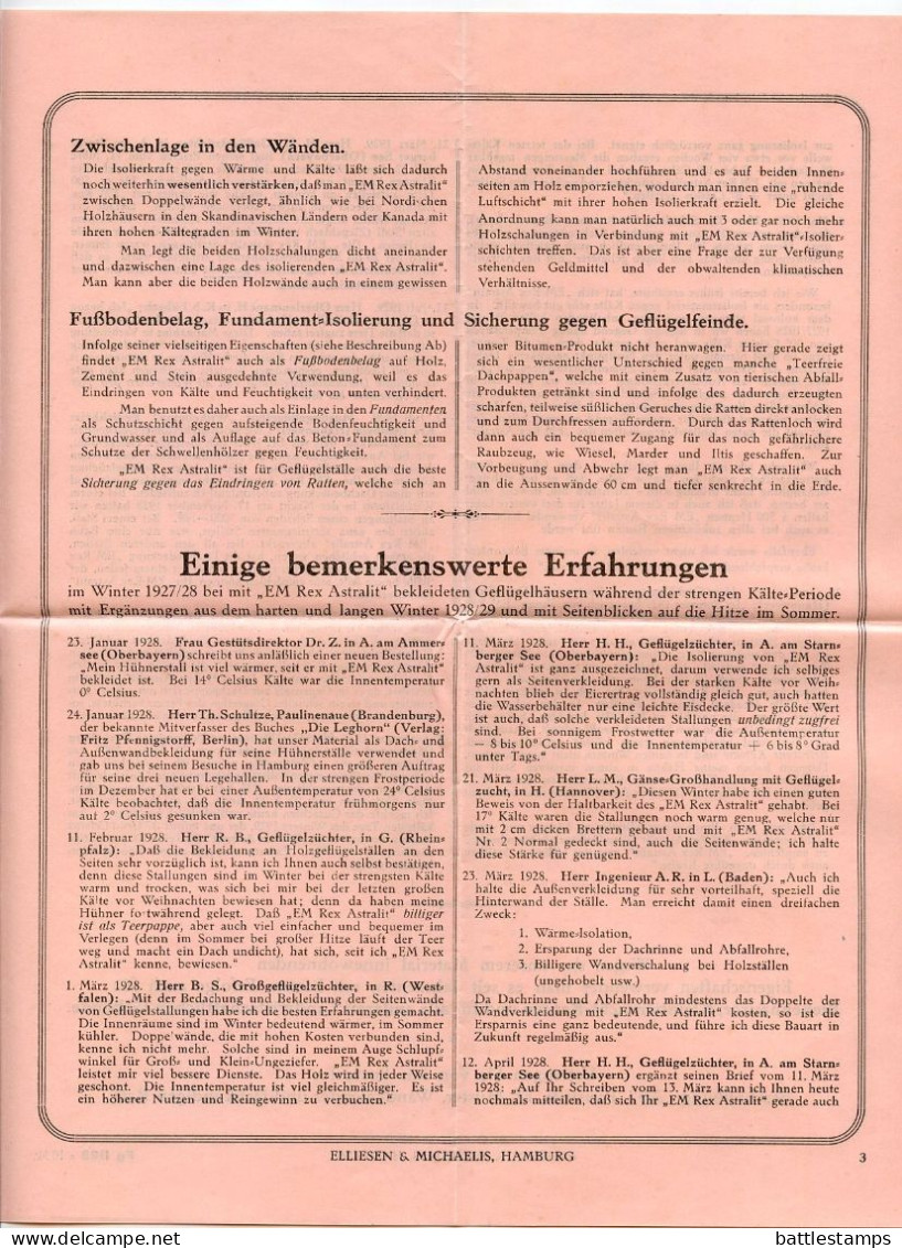 Germany 1929 Cover & Poultry Advertisement; Hamburg - Elliesen & Michaelis; 5pf. President Hindenburg; Slogan Cancel