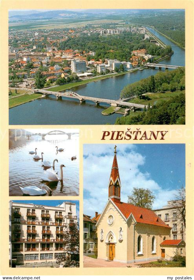 73637293 Piestany Stadtpanorama Fliegeraufnahme Kirche Schwaene Hotel Piestany - Slowakei