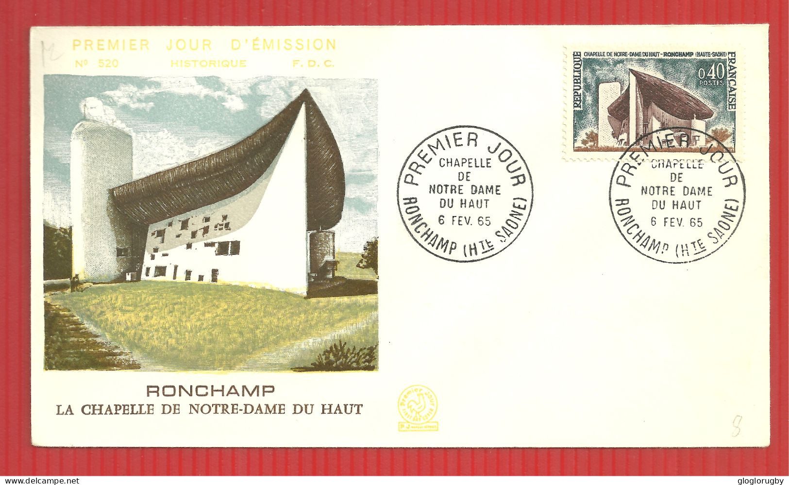 FDC RONCHAMP LA CHAPELLE 6 2 1965 - 1960-1969