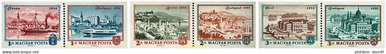 6724 MNH HUNGRIA 1972 CENTENARIO DE LA UNIFICACION DE BUDA Y PEST - Nuevos