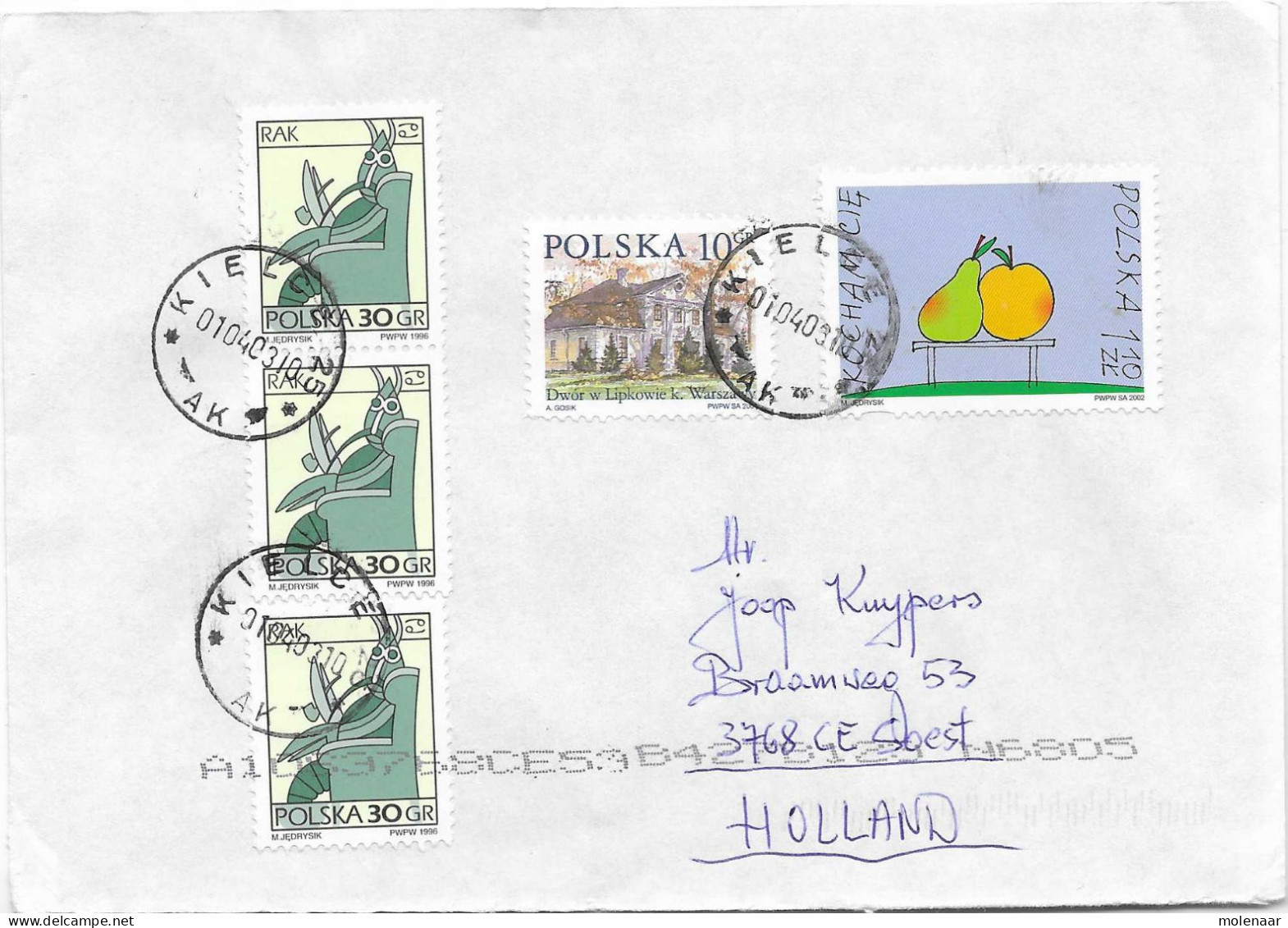 Postzegels > Europa > Polen > 1944-.... Republiek > 2001-10 > Brief Uit 2002 Met 5 Postzegels (17131) - Covers & Documents