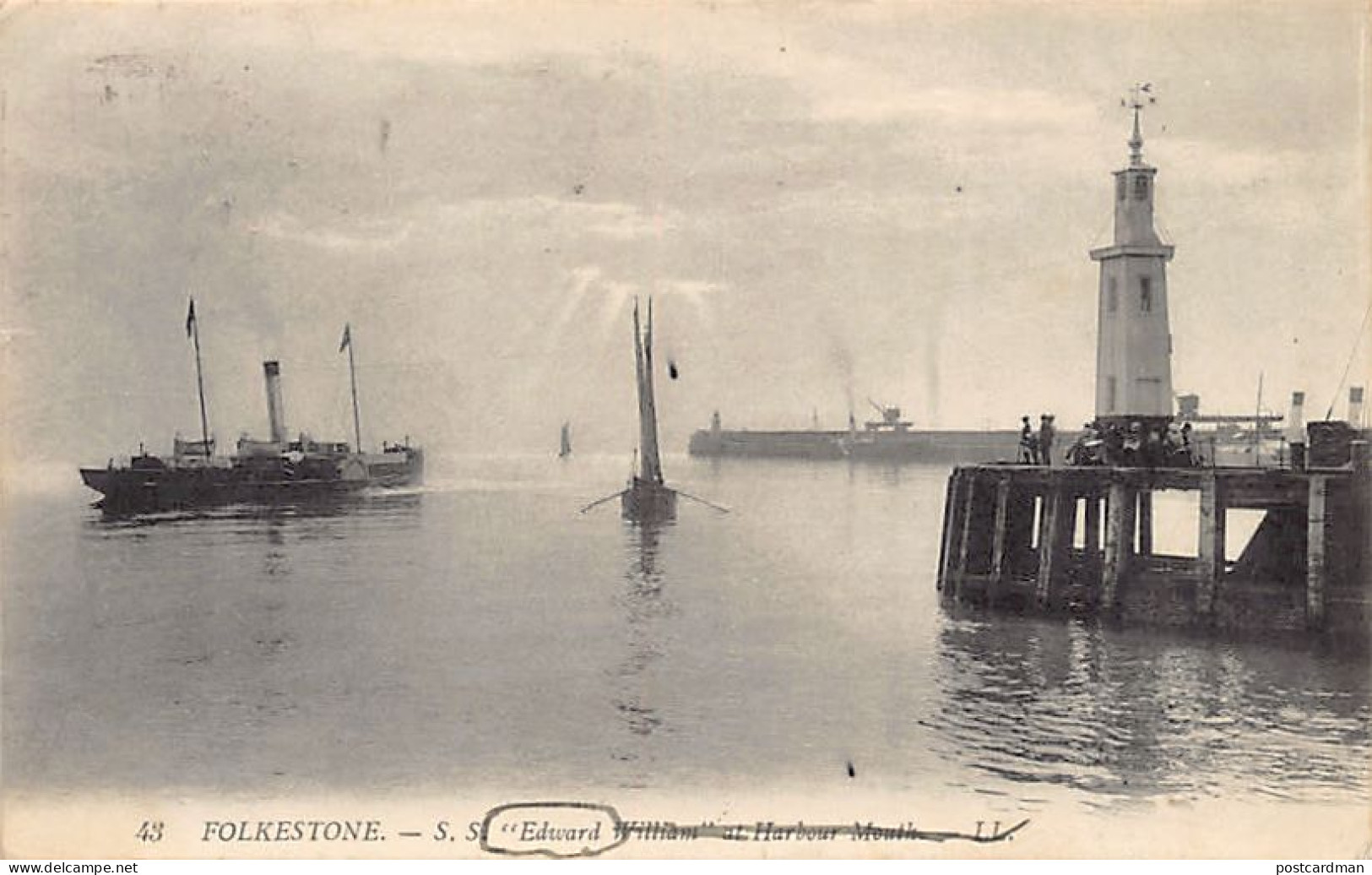 England - FOLKESTONES.S. Edward William At Harbour Mouth - Publ. Levy L.L. 43 - Folkestone