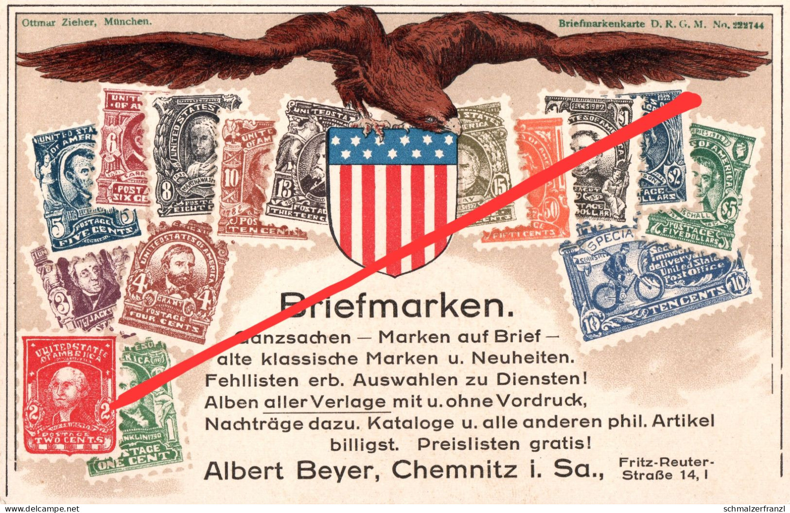 Litho AK Chemnitz Briefmarken Ausstellung 1927 Albert Beyer Geschäft Fritz Reuter Straße 14 USA Stamps Philatelie - Chemnitz