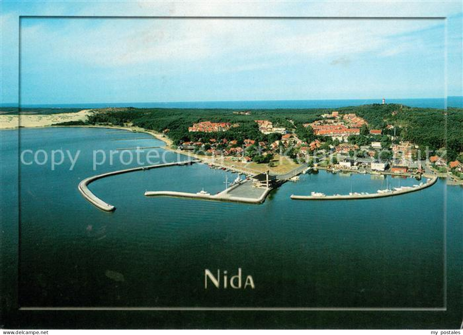 73637010 Nida Hafen Fliegeraufnahme Nida - Litauen