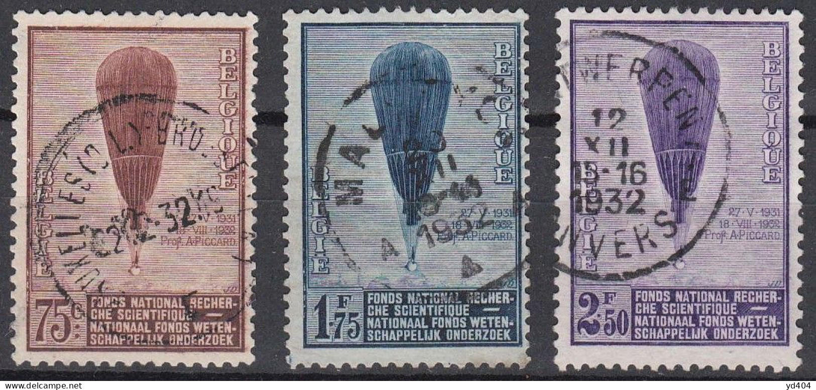 BE032B – BELGIQUE - BELGIUM – 1932 – PICCARD’S STRATOSPHERE BALLOON – SG # 621/3 USED 24 € - Gebruikt