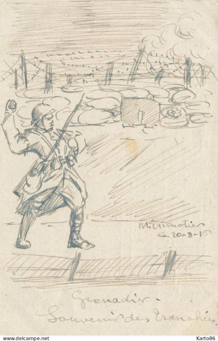 !!! RARE 5 CPA Illustrateur Dumotier * UNIQUE Peinte à La Main , Sur FM F.M. Franchise Militaire 1916 - Other & Unclassified