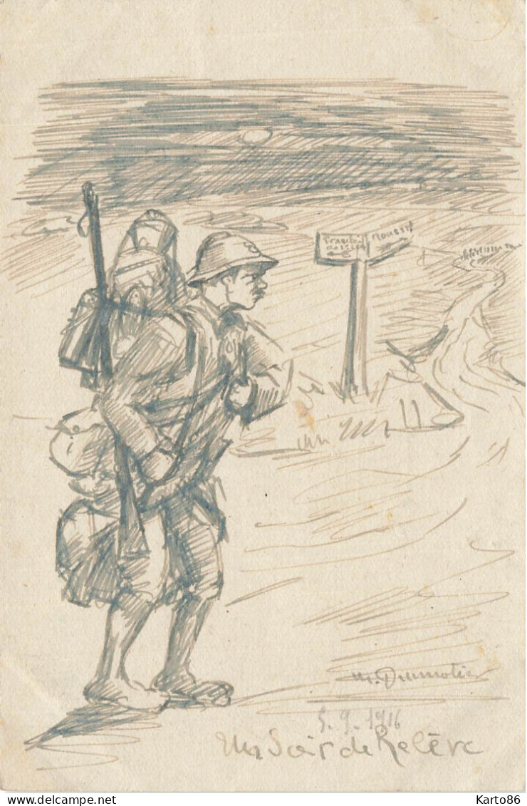 !!! RARE 5 CPA Illustrateur Dumotier * UNIQUE Peinte à La Main , Sur FM F.M. Franchise Militaire 1916 - Other & Unclassified
