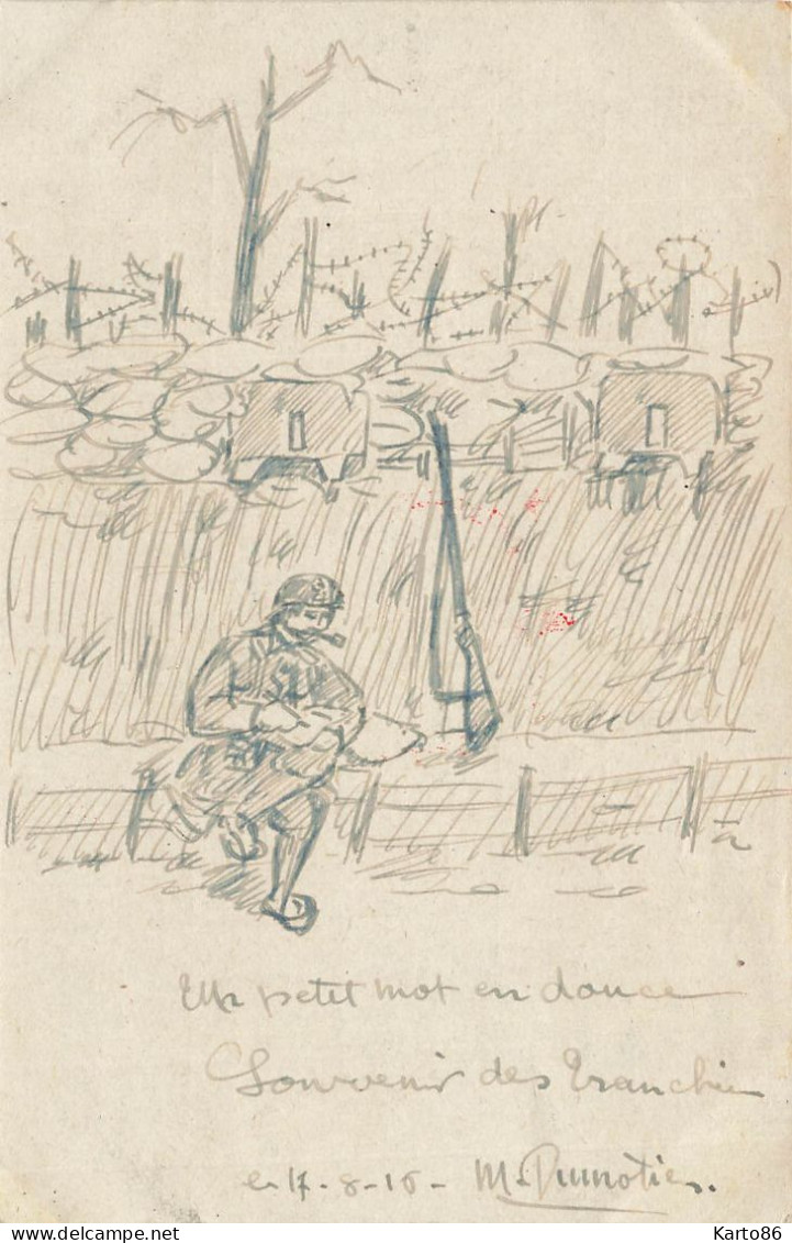 !!! RARE 5 CPA Illustrateur Dumotier * UNIQUE Peinte à La Main , Sur FM F.M. Franchise Militaire 1916 - Other & Unclassified