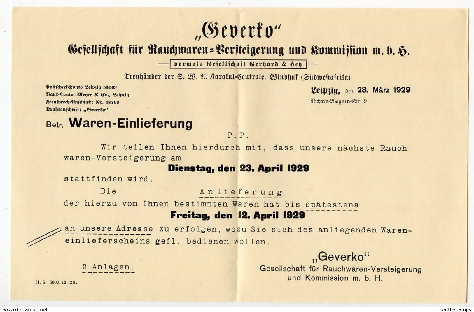 Germany 1929 Drucksache Cover W/ Forms; Leipzig - Geverko To Ostenfelde; 5pf. President Hindenburg - Covers & Documents
