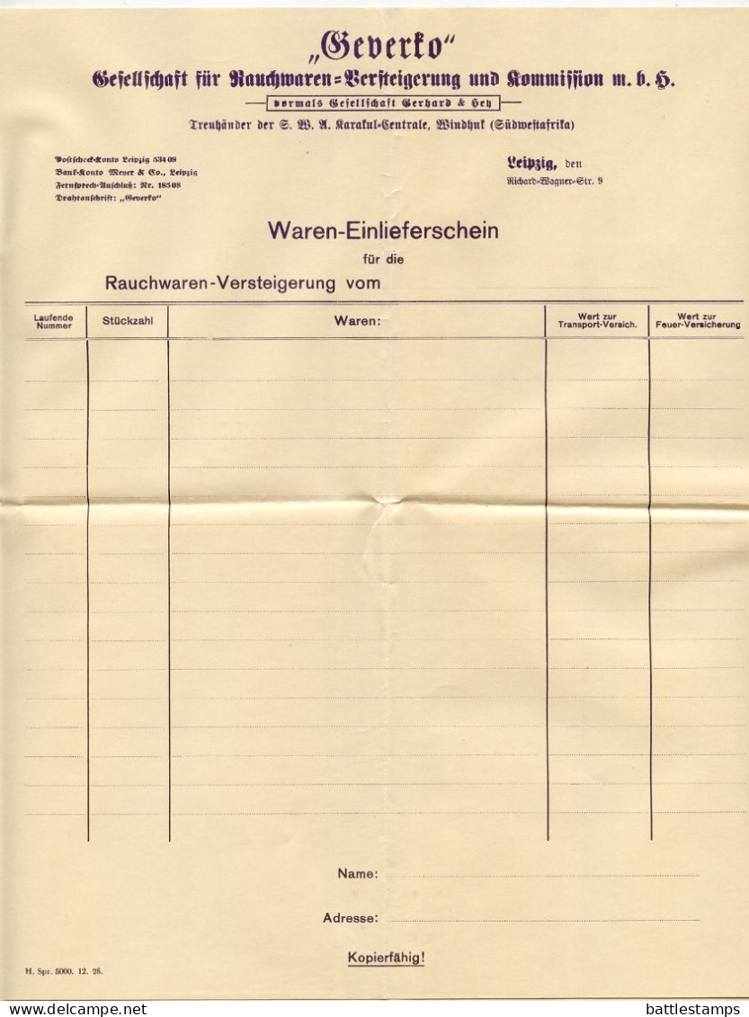 Germany 1929 Drucksache Cover w/ Forms; Leipzig - Geverko to Ostenfelde; 5pf. President Hindenburg