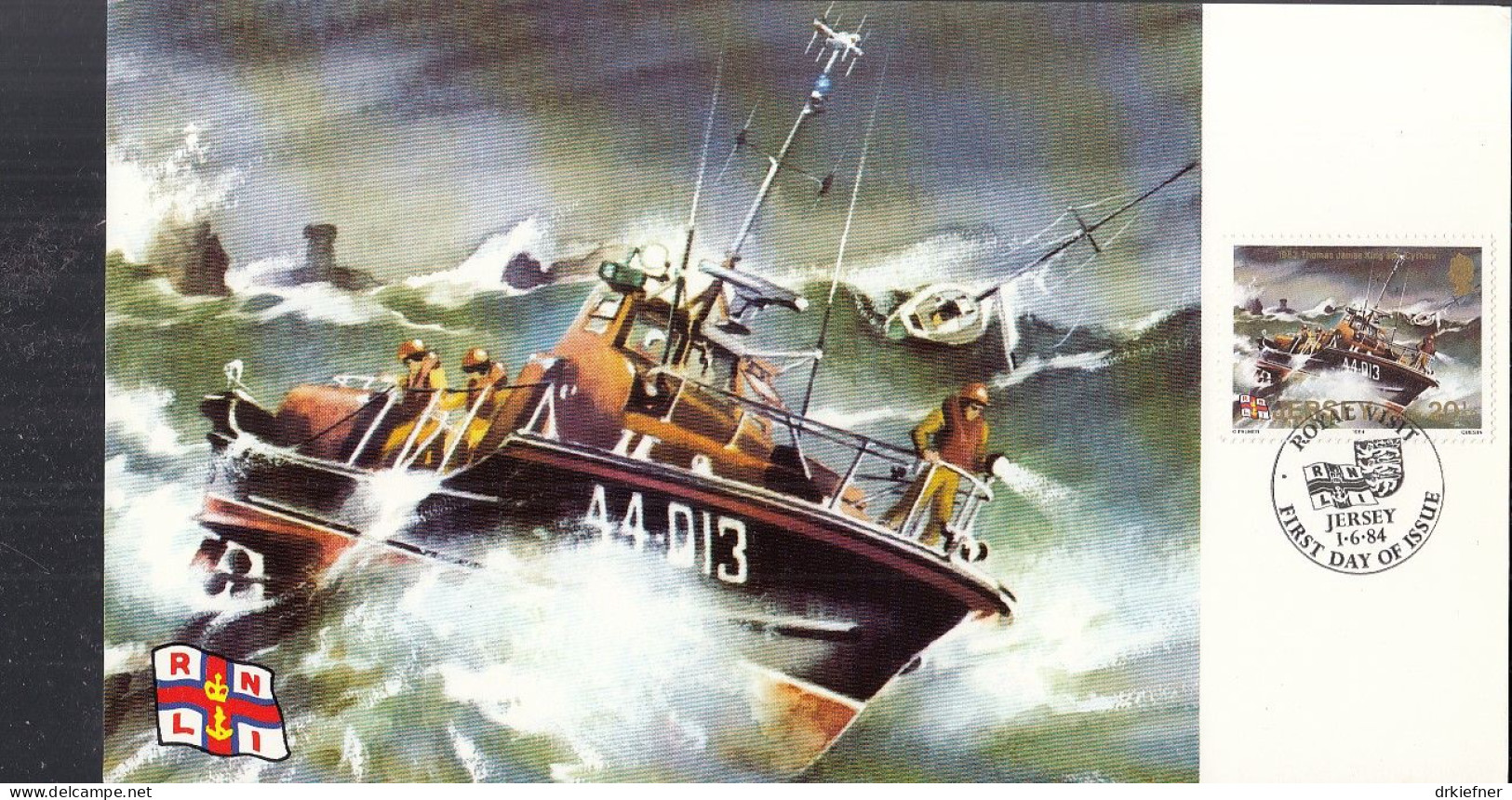 JERSEY  329, Maximumkarte MC, 100 Jahre Rettungsbootsstation, 1984 - Jersey