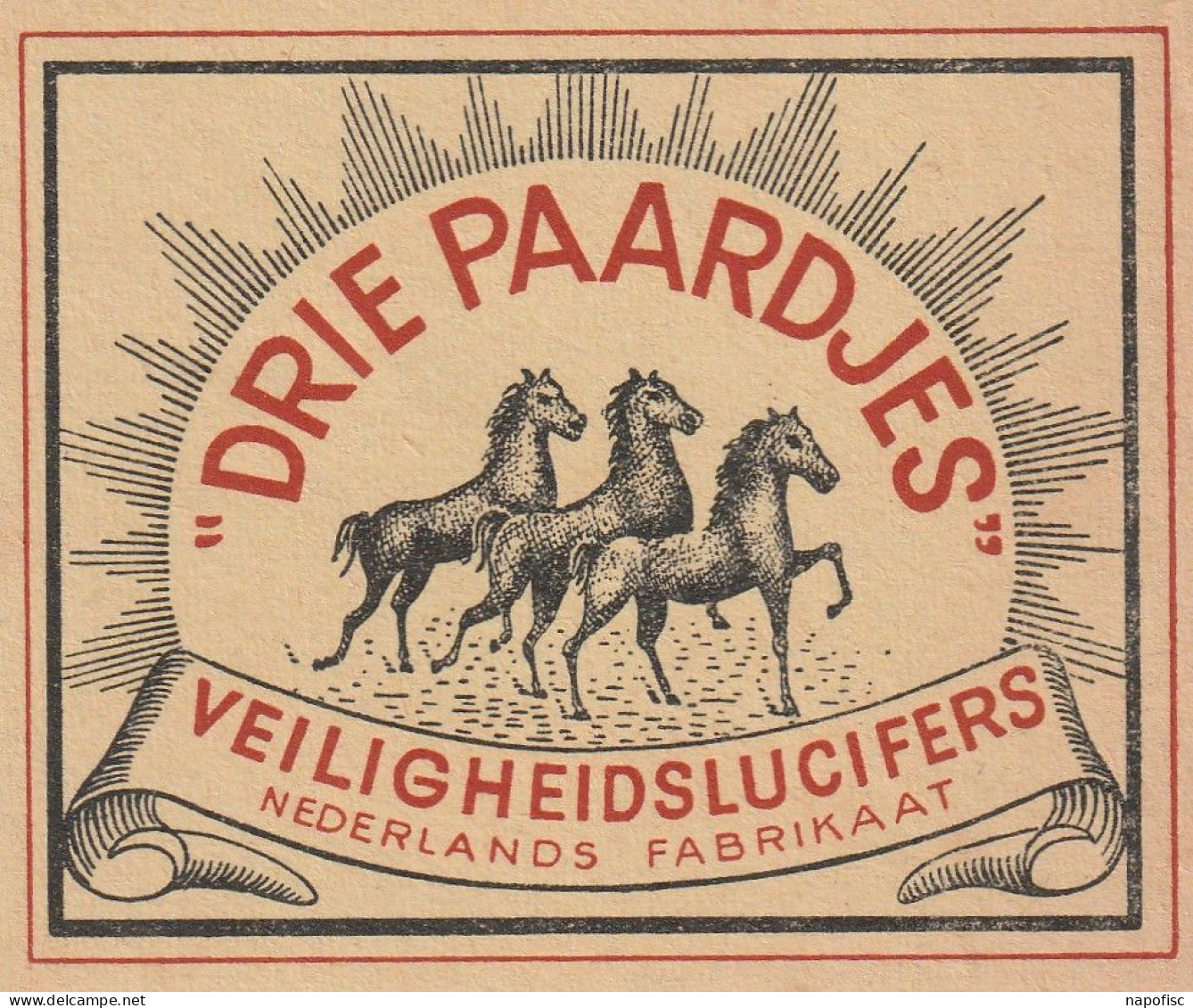 112-Luciferetiket Etiquettes Allumettes Match Label Drei Paardjes - Nederland