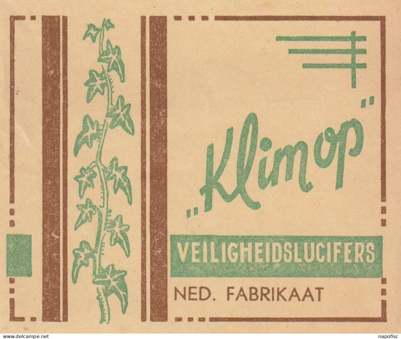 112-Luciferetiket Etiquettes Allumettes Match Label Klimop - Netherlands
