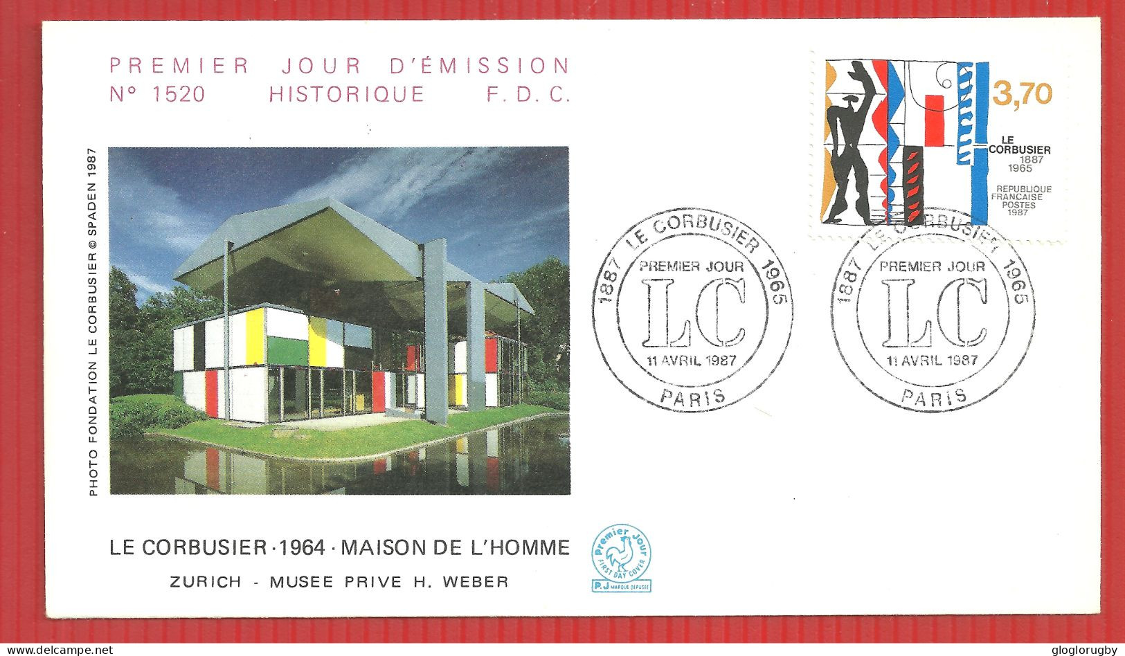 FDC LE CORBUSIER MAISON DE L'HOMME  PARIS 11 4 1987 - 1980-1989