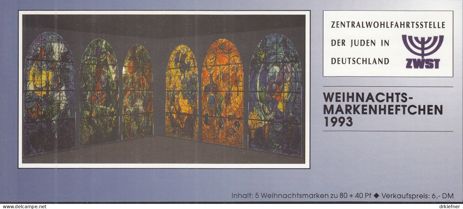 BRD ZWJ-MH 25, Postfrisch **, Privates Markenheftchen Der Wohlfahrt Der Juden, Mit 5x 1707, Weihnachten, 1993 - Otros & Sin Clasificación