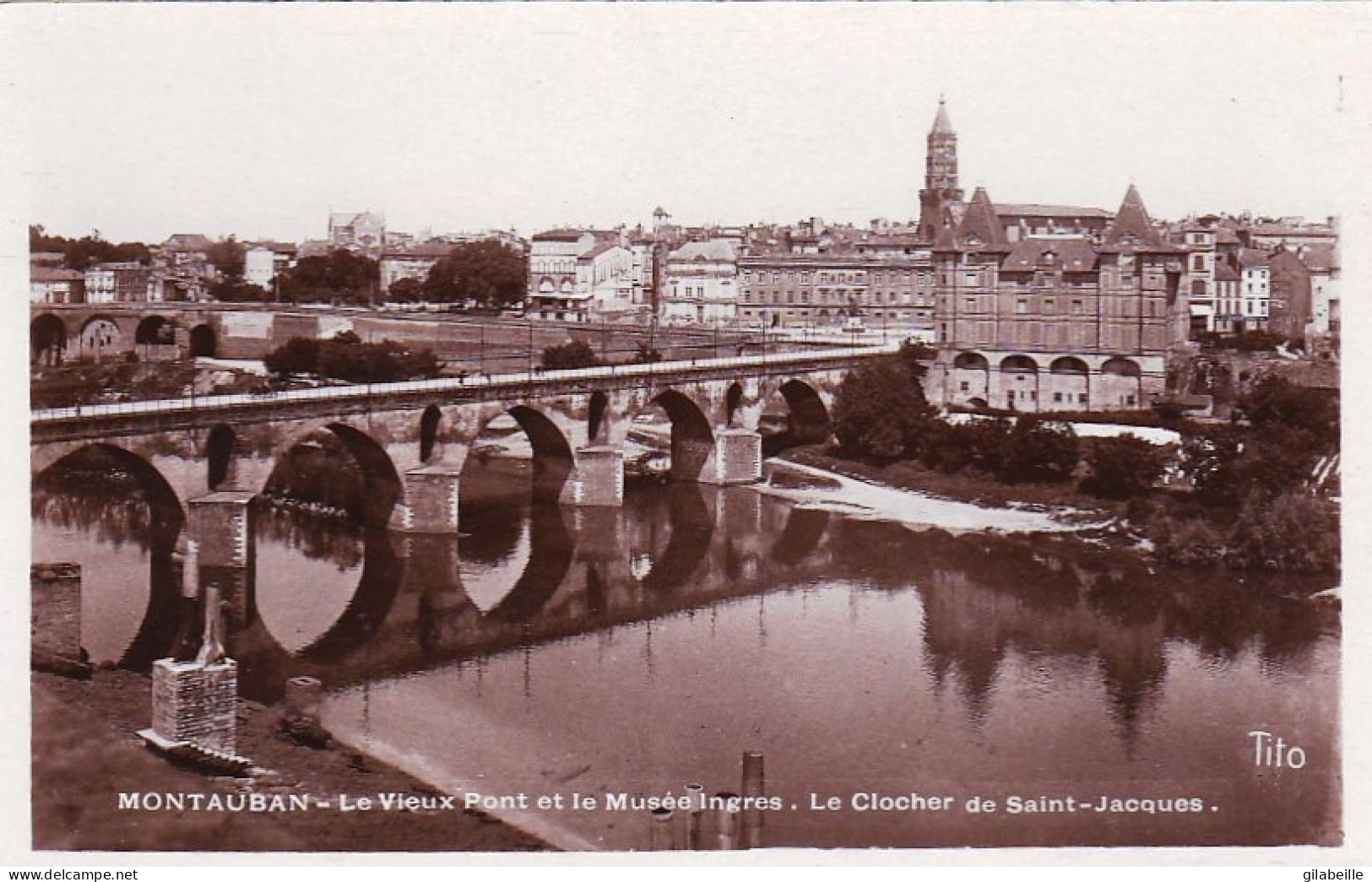 82 - MONTAUBAN  - Le Vieux Pont Et Le Musée Igres - Le Clocher De Saint Jacques - Carte Glacée - Montauban