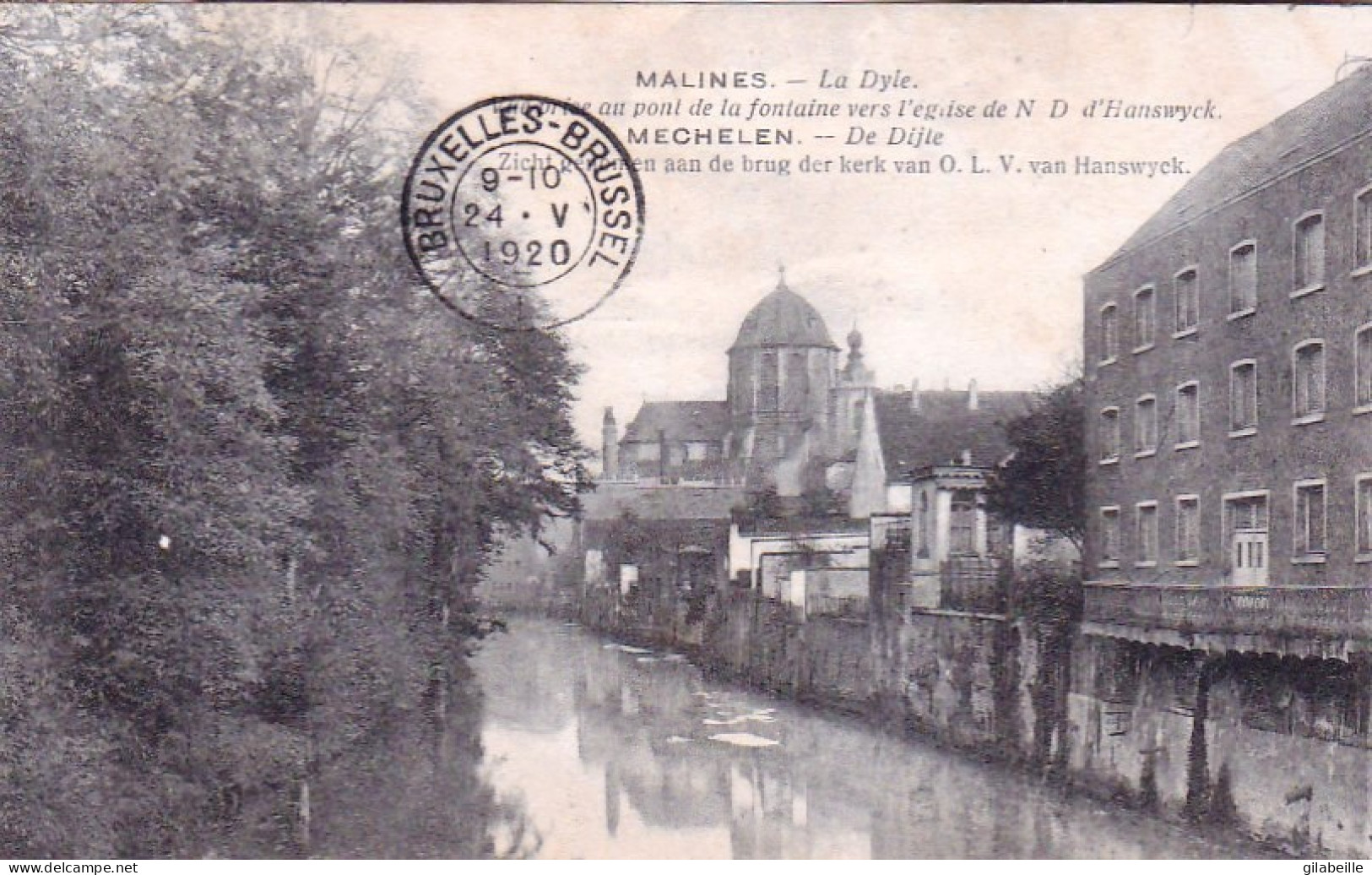 MALINES - MECHELEN - Vue De La Dyle Prise Au Ponr De La Fontaine Vers L'église - Malines